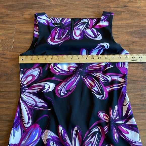 Alyx Womens Vibrant Black Purple Sleeveless Dress Sz 4 - Picture 4 of 8